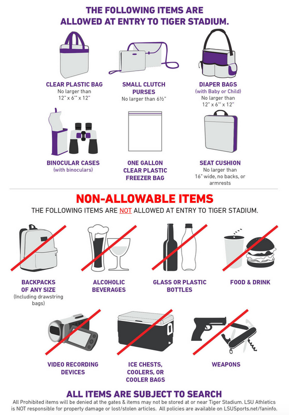 LSU goes clear with new bag policy at Tiger Stadium for football games