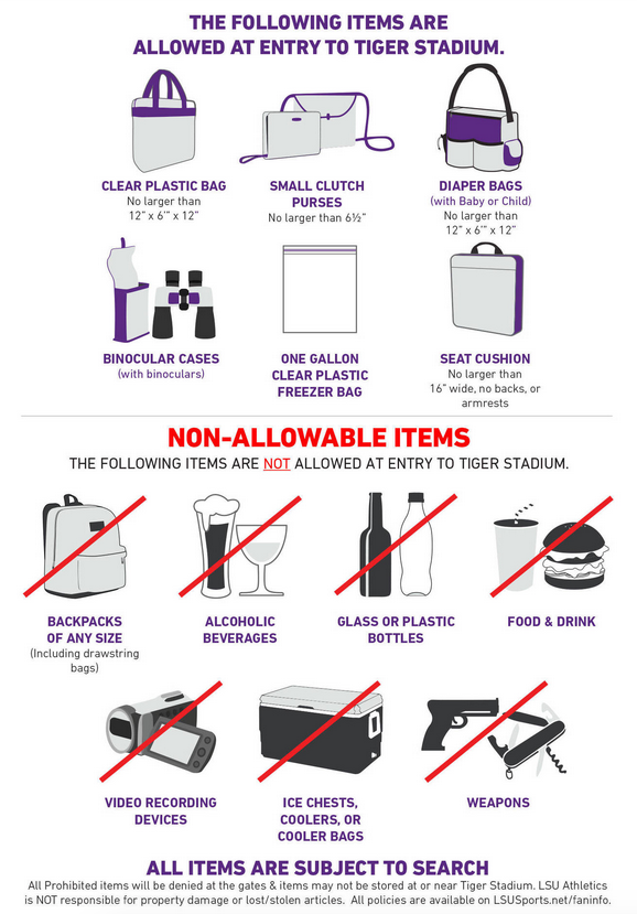 Geaux Safe: Bag Policy in LSU Athletics Venues – LSU