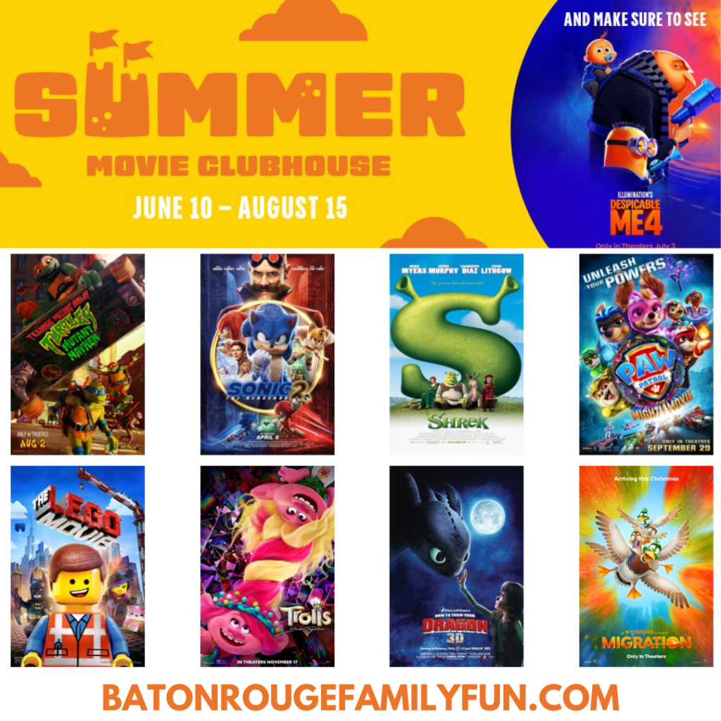 Cinemark Summer Movie Clubhouse 2024 Baton Rouge Family Fun